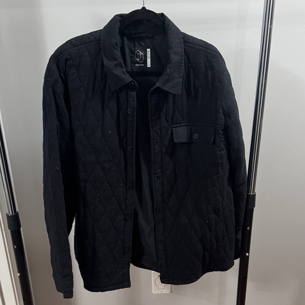 Original Use Black Quilted Shirt Jacket